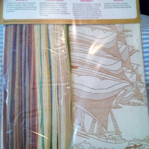 Vintage Sunset Stitchery Crewel Kit BEFORE THE WIND by Eileen Violet NIP - Picture 5 of 6